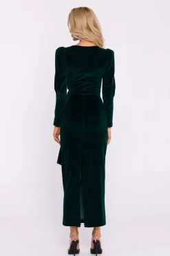 Robe de soirée en velours chic manche longue