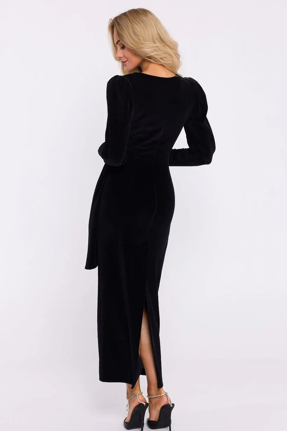 Robe de soirée en velours chic manche longue