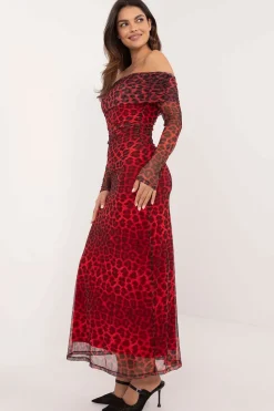 Robe de soirée fleurie longue épaules dénudées