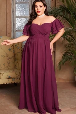 Robe de soirée grande taille bordeaux