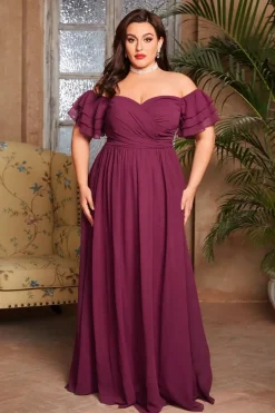 Robe de soirée grande taille bordeaux