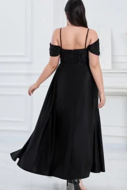 Robe de soirée grande taille noire avec corset