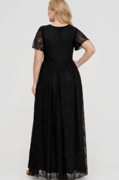 Robe de soirée grande taille noire manches transparentes