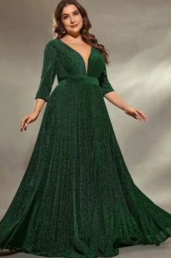 Robe de soirée grande taille verte pour mariage