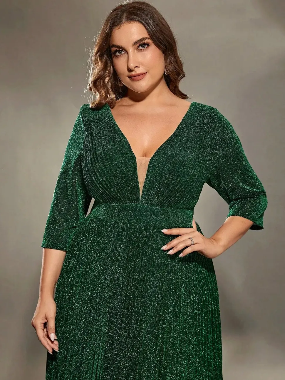 Robe de soirée grande taille verte pour mariage