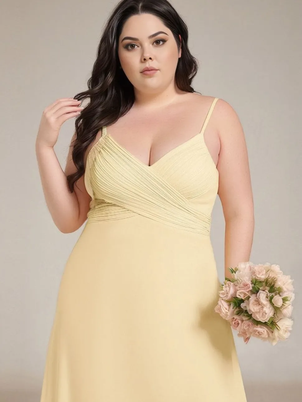 Robe de soirée jaune longue dos nu grande taille