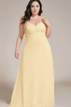 Robe de soirée jaune longue dos nu grande taille