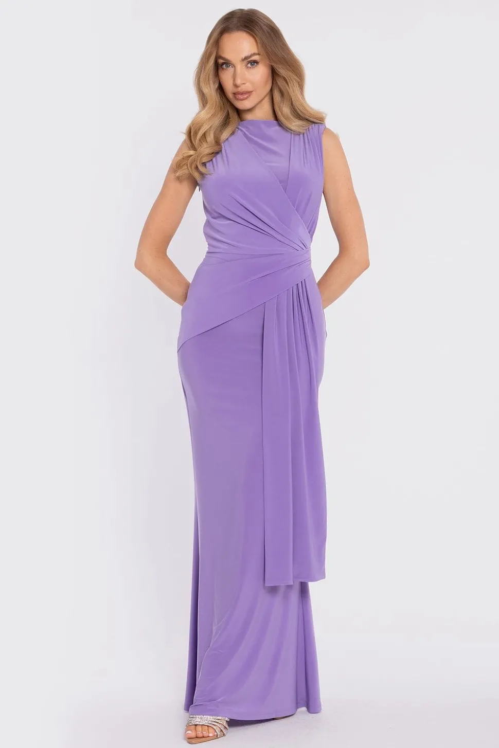 Robe de soirée lilas longue sans manches