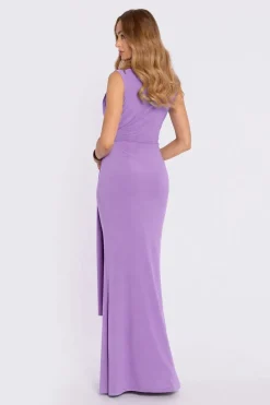 Robe de soirée lilas longue sans manches