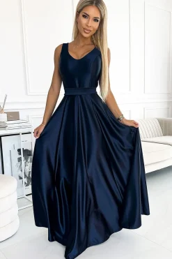 Robe de soirée longue bleu marine