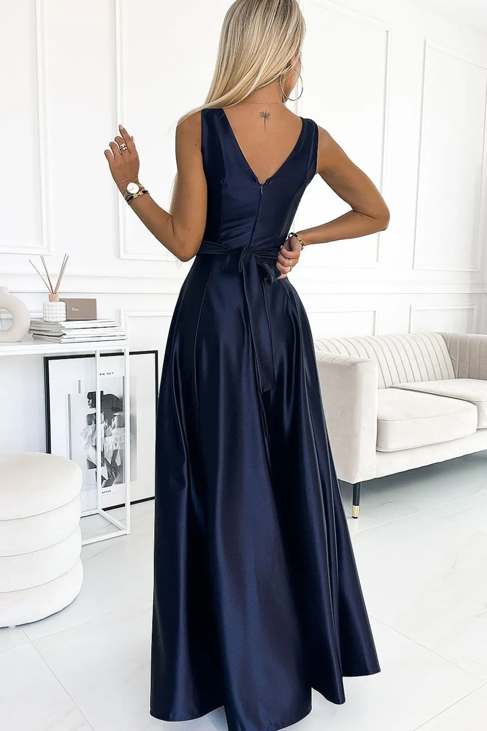 Robe de soirée longue bleu marine