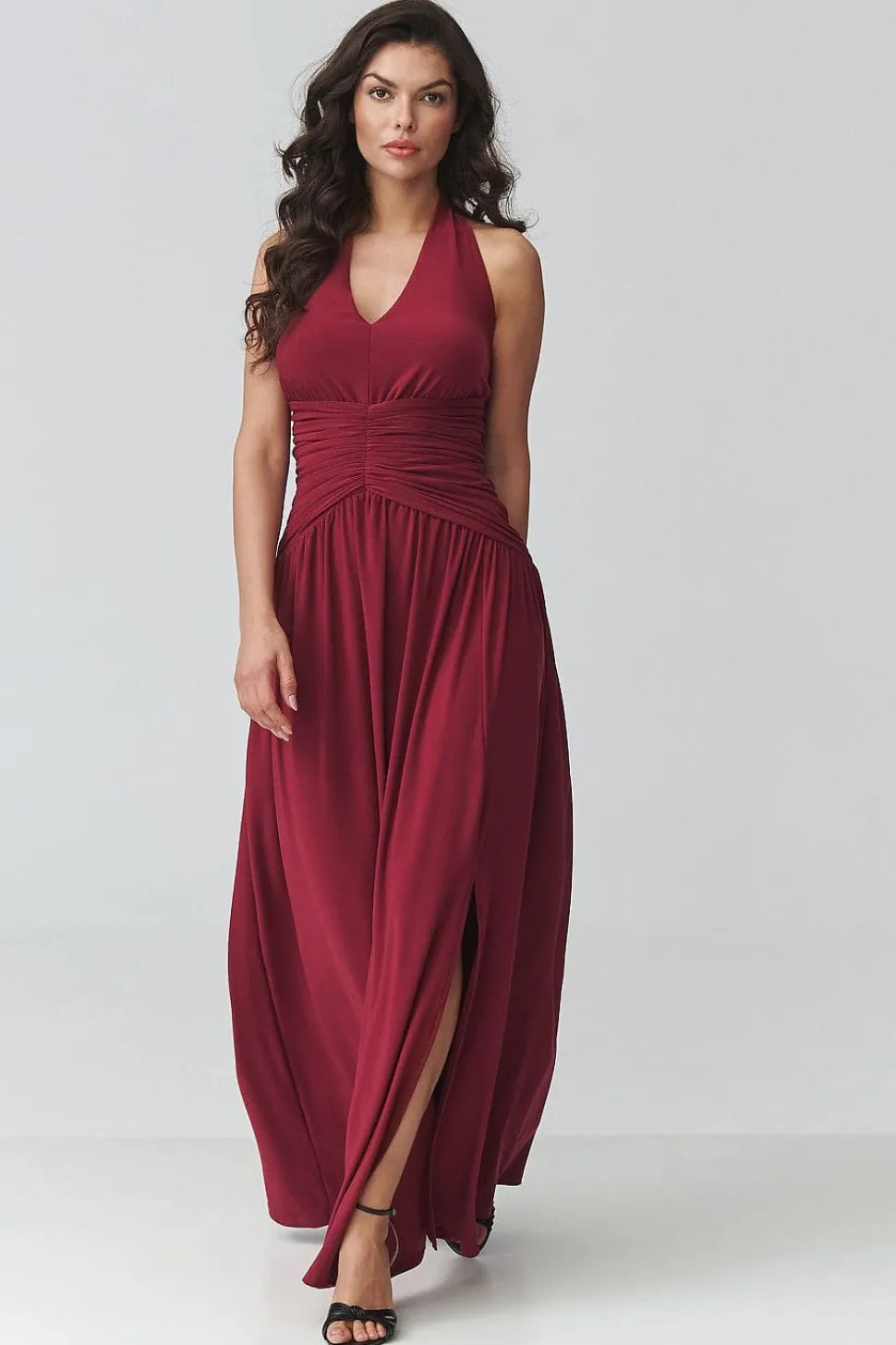 Robe de soirée longue bordeaux dos nu