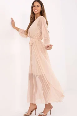 Robe de soirée longue champagne pailletée
