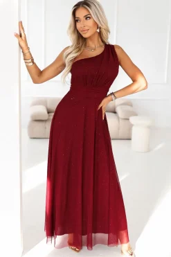 Robe de soirée longue chic bordeaux