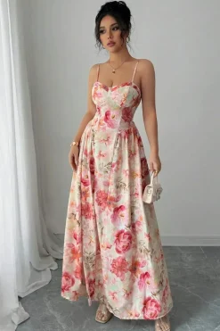 Robe de soirée longue fleurie romantique