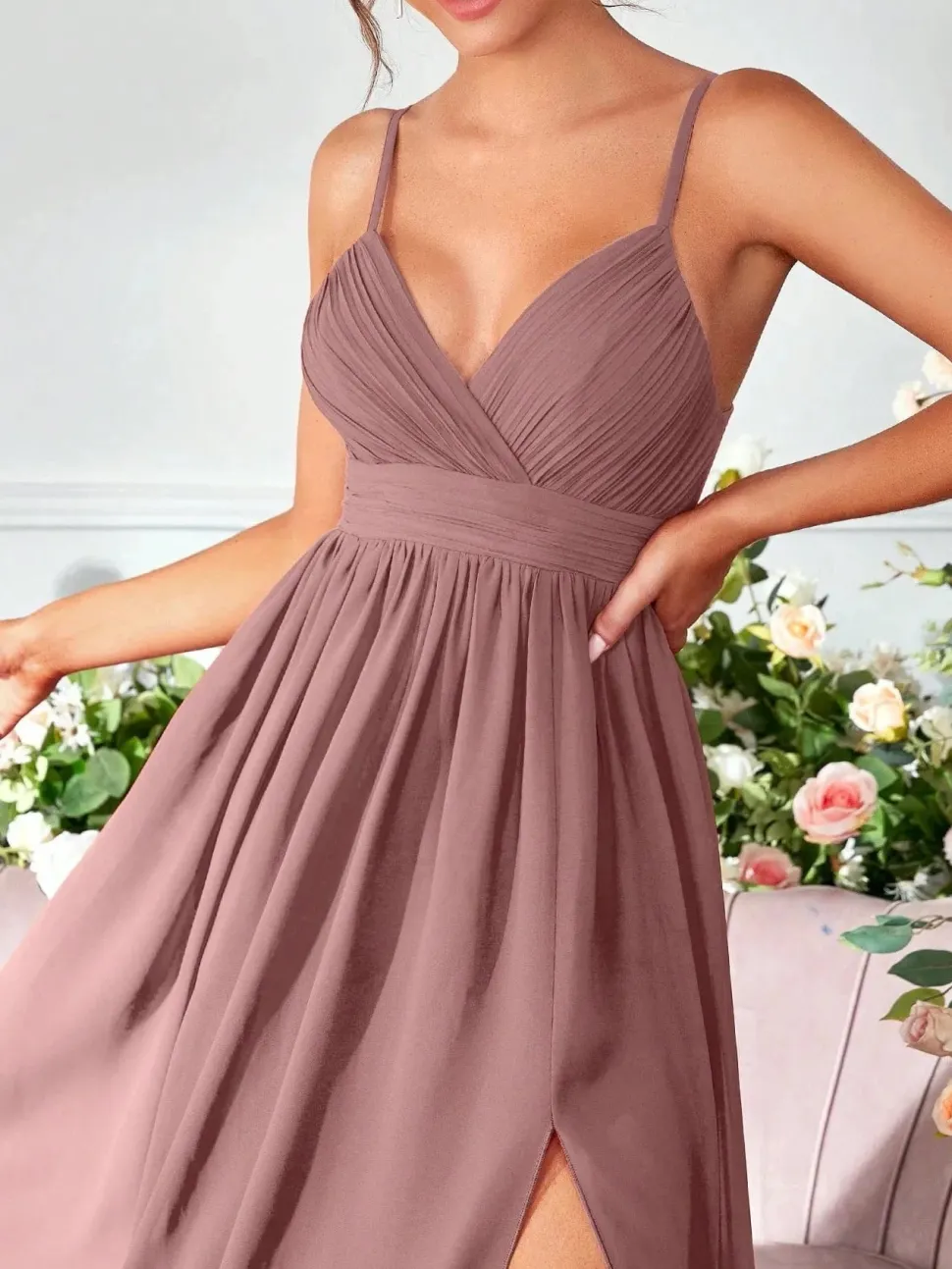 Robe de soirée longue fluide bretelles