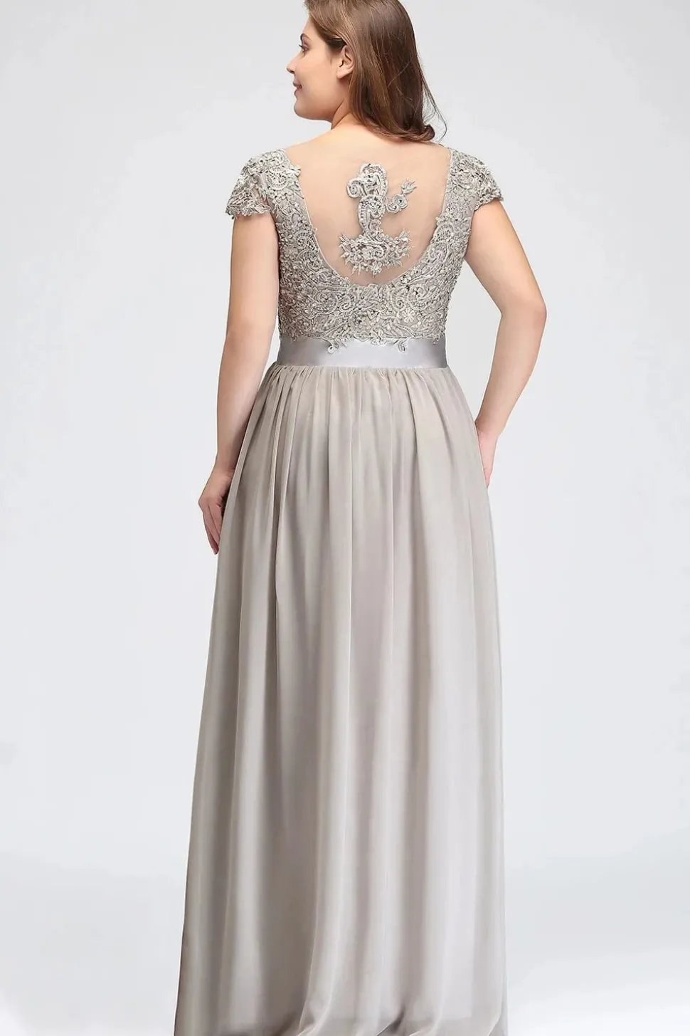 Robe de soirée longue haut en dentelle