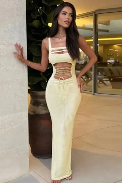 Robe de soirée longue moulante avec laçage