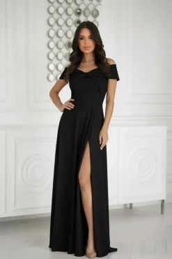 Robe de soirée longue noire fendue