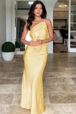 Robe de soirée longue une épaule dos nu