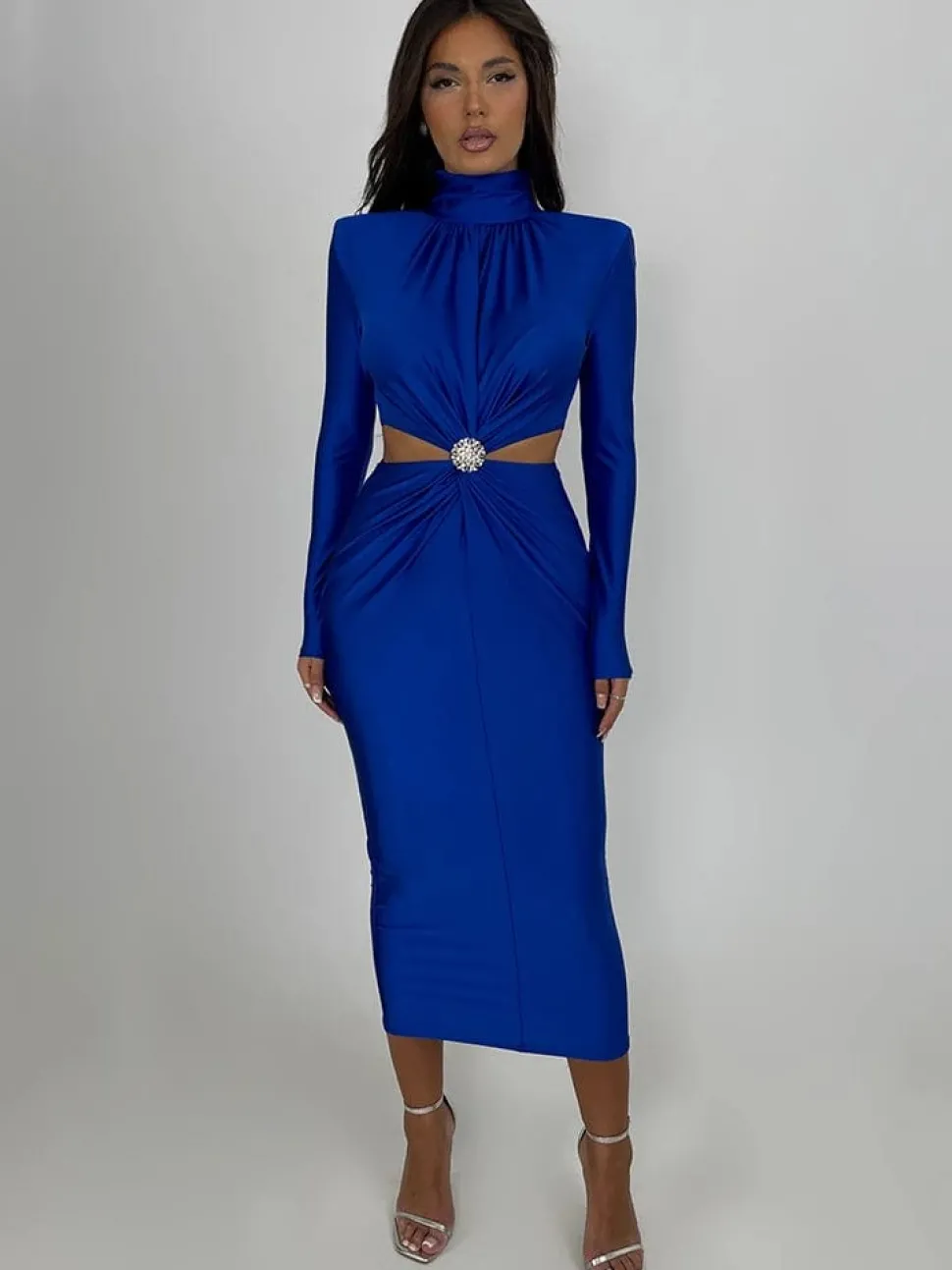 Robe de soirée manche longue col roulé