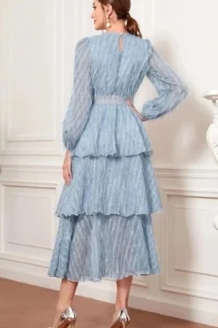 Robe de soirée manches longues col rond