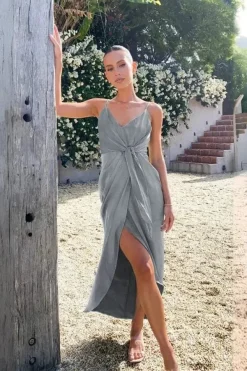 Robe de soirée mariage argentée