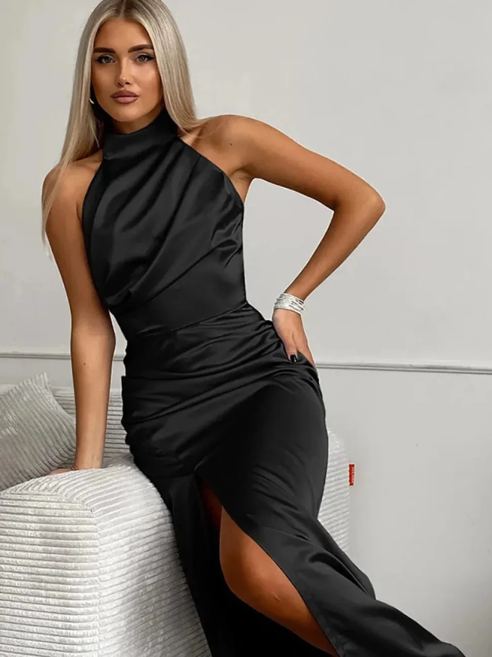 Robe de soirée mariage à col halter