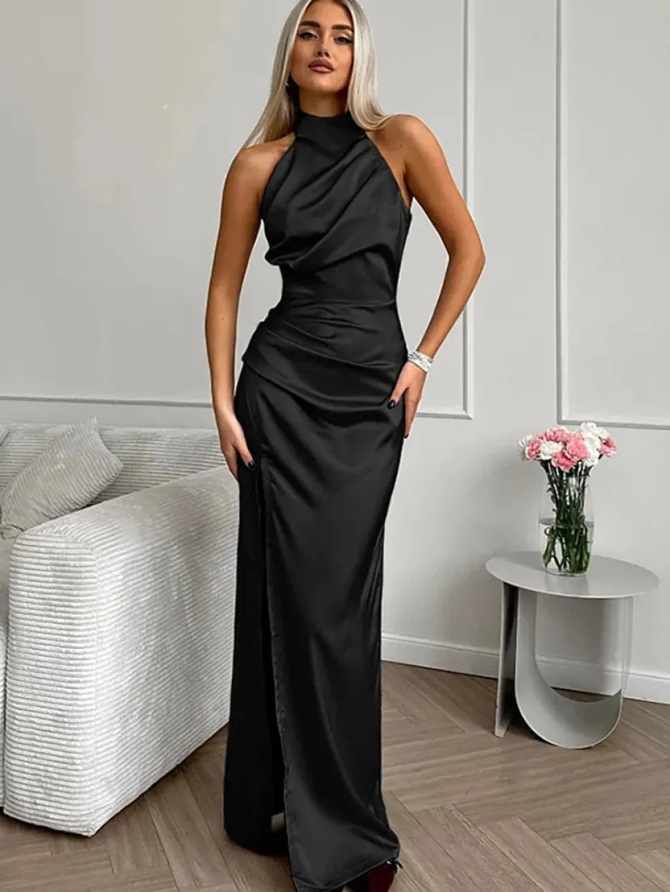 Robe de soirée mariage à col halter