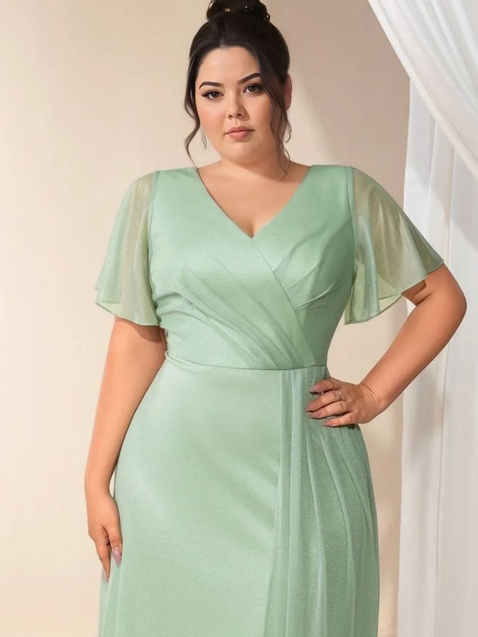 Robe de soirée mariage grande taille verte
