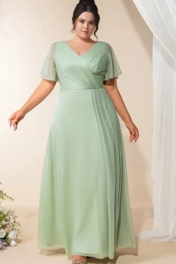Robe de soirée mariage grande taille verte