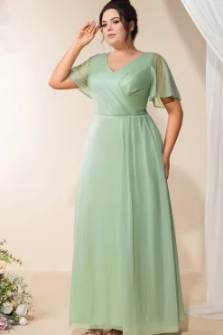 Robe de soirée mariage grande taille verte