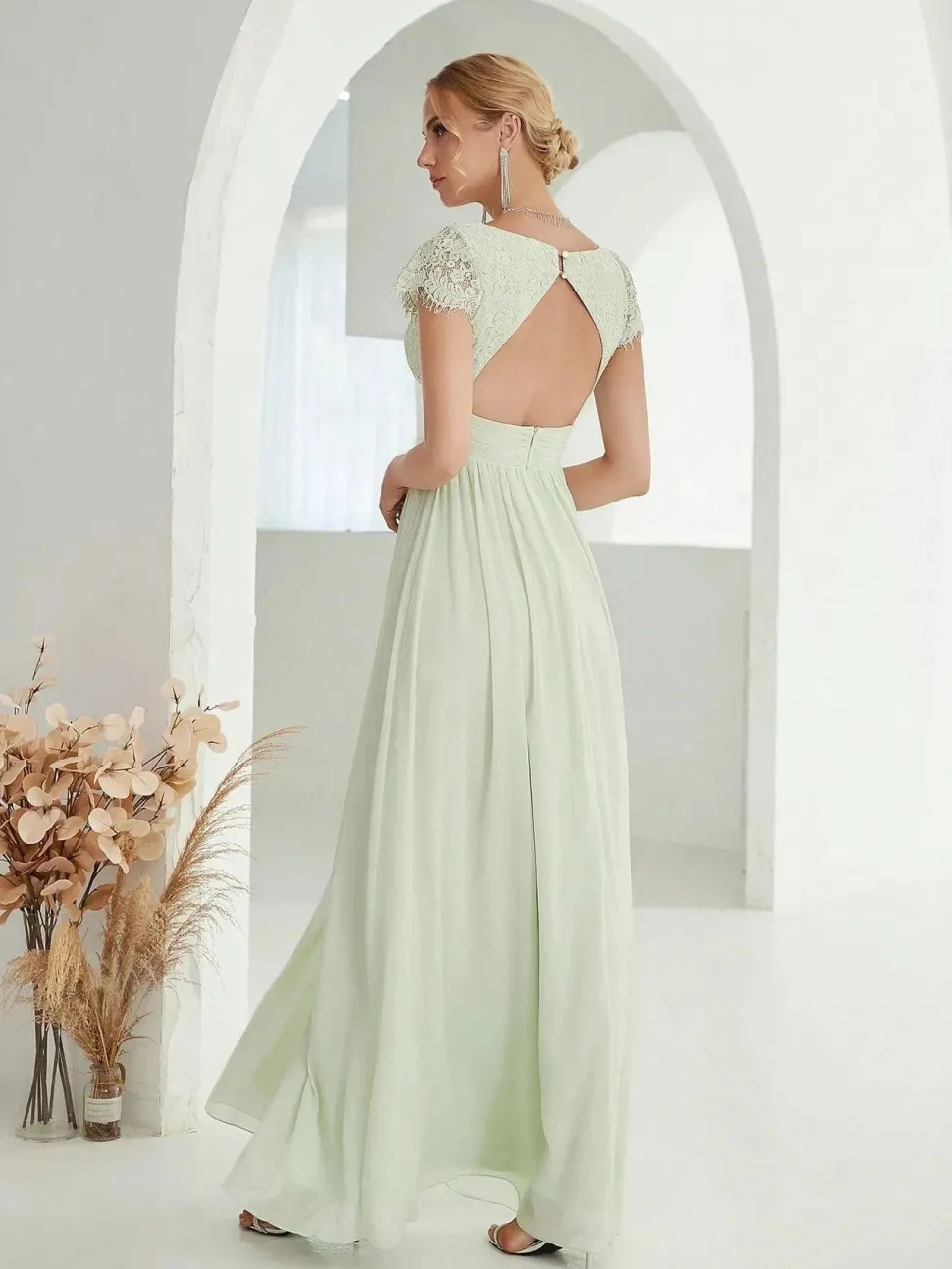 Robe de soirée mariage élégante verte