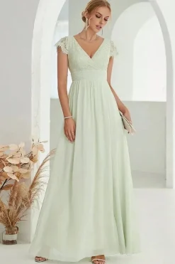Robe de soirée mariage élégante verte