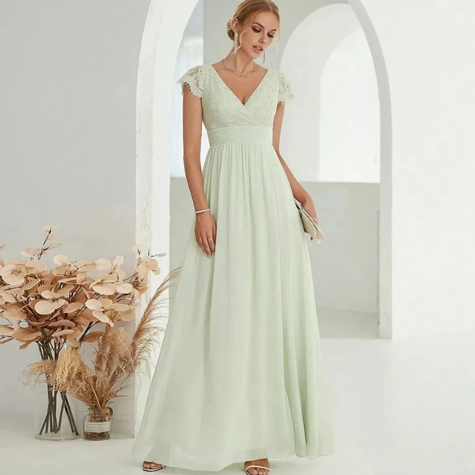 Robe de soirée mariage élégante verte