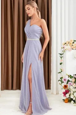 Robe de soirée mariage lilas avec ceinture