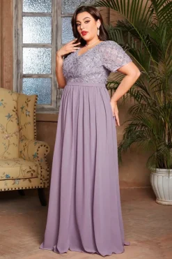 Robe de soirée mariage longue lilas grande taille