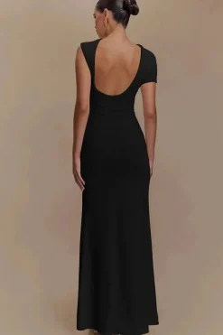 Robe de soirée mariage longue moulante manches courtes