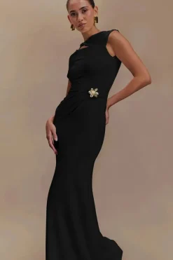 Robe de soirée mariage longue moulante manches courtes