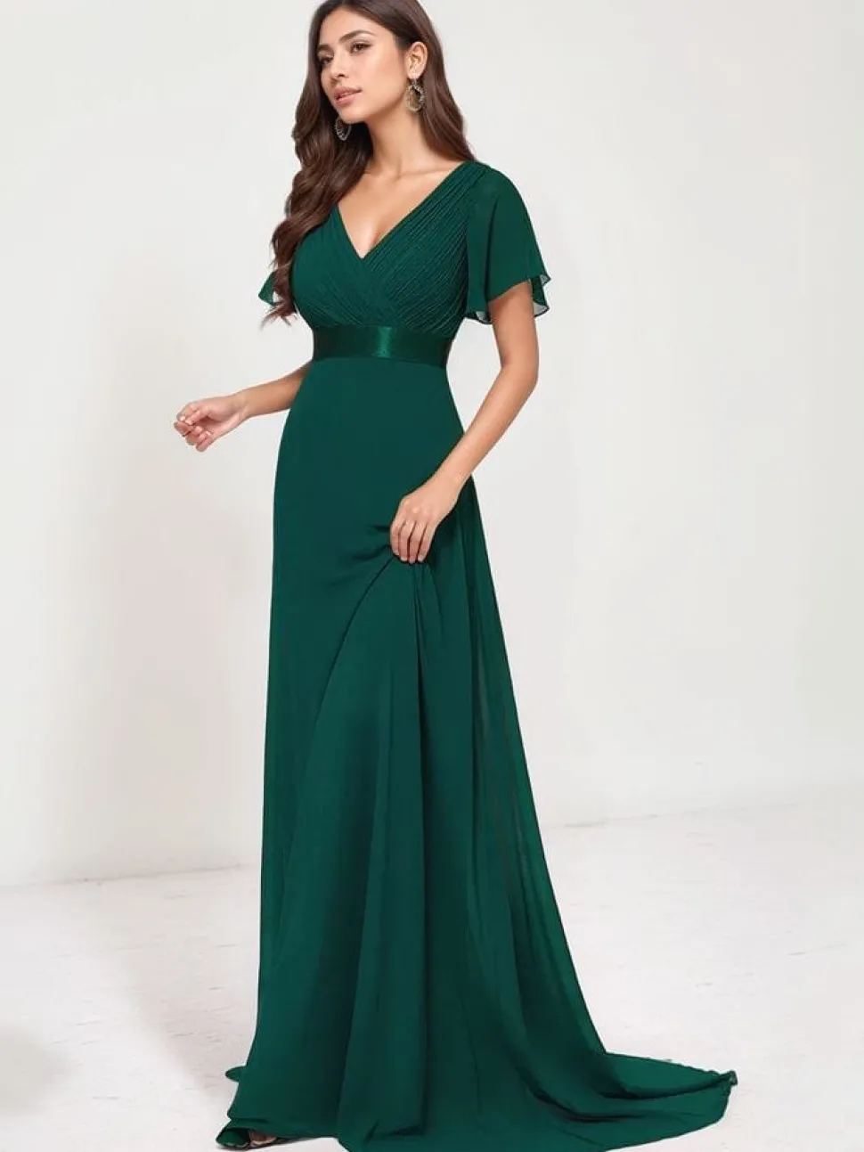 Robe de soirée mariage longue verte