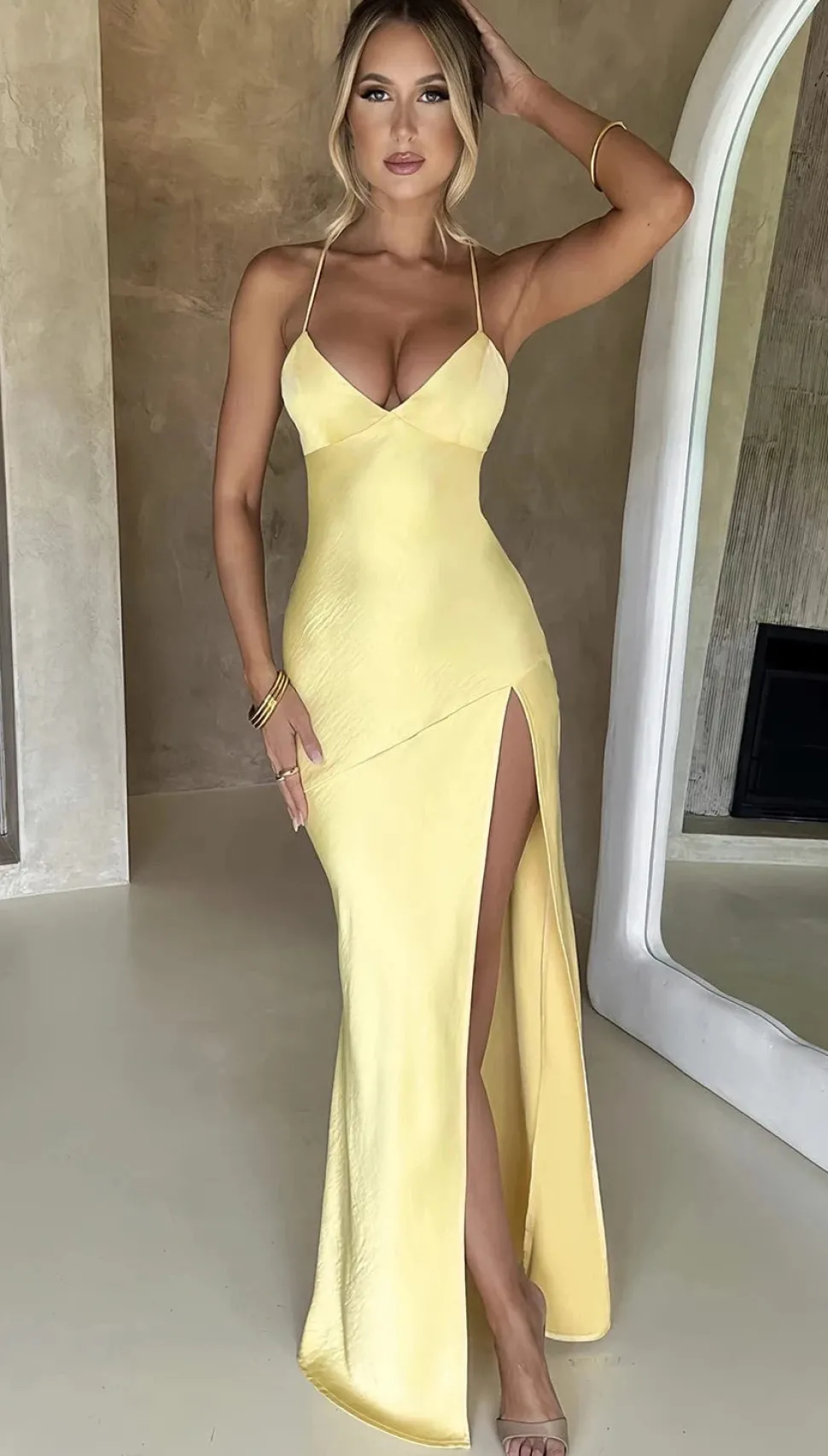 Robe de soirée mariage sexy dos nu satin