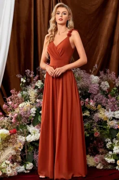 Robe de soirée mariage terracotta dos nu