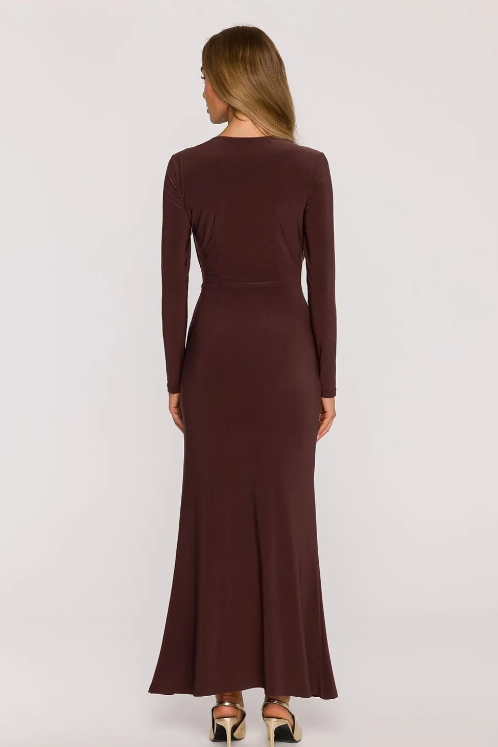 Robe de soirée marron longue moulante