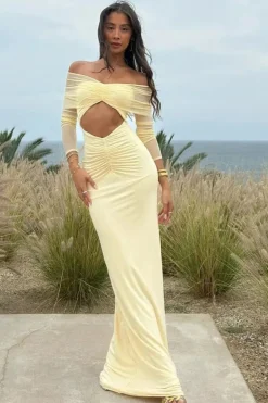 Robe de soirée maxi épaules dénudées