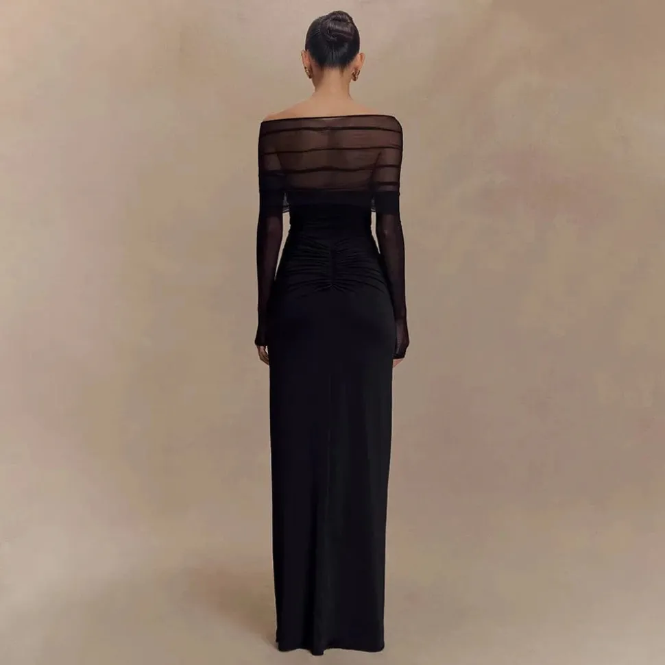 Robe de soirée maxi épaules dénudées