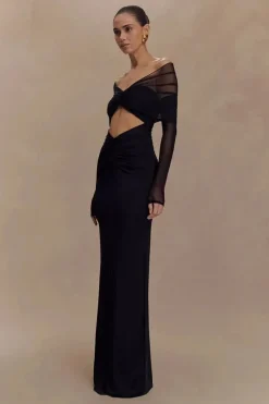 Robe de soirée maxi épaules dénudées