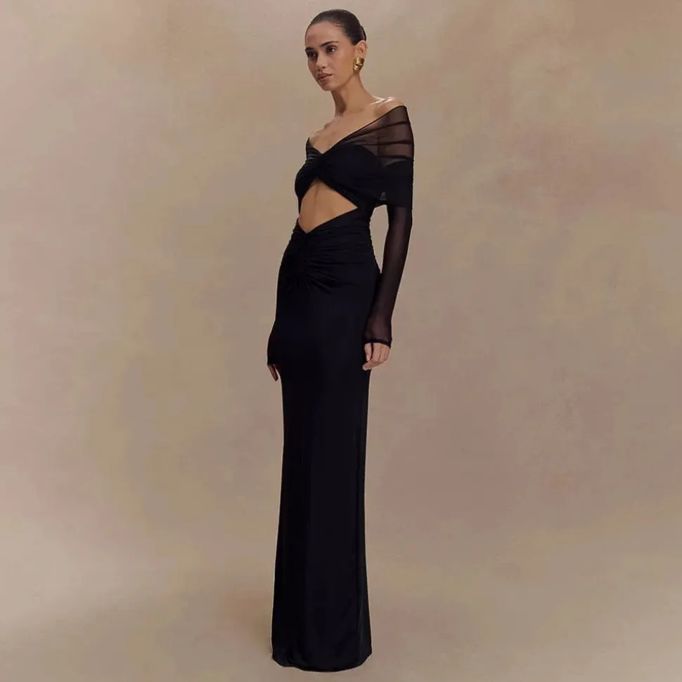 Robe de soirée maxi épaules dénudées