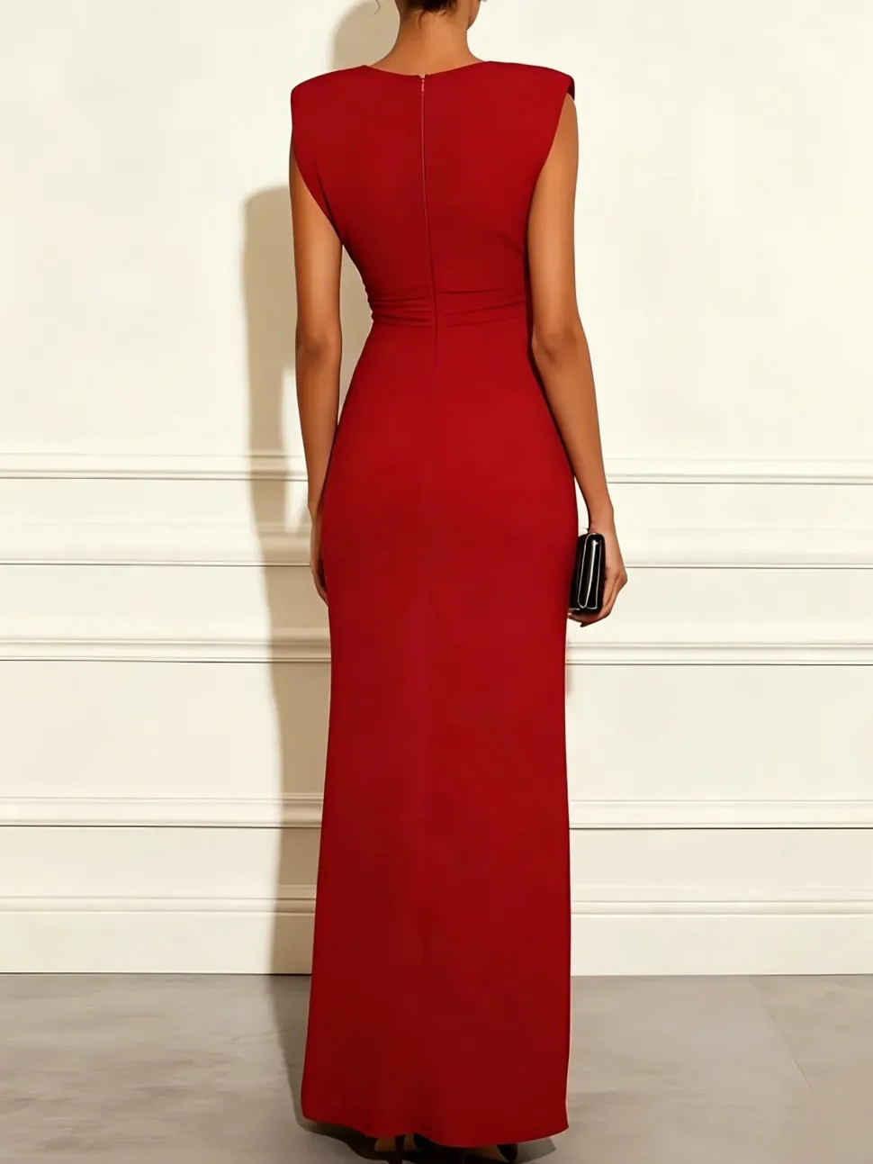 Robe de soirée maxi rouge fendue