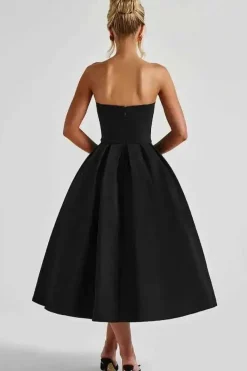 Robe de soirée midi évasée haut bustier