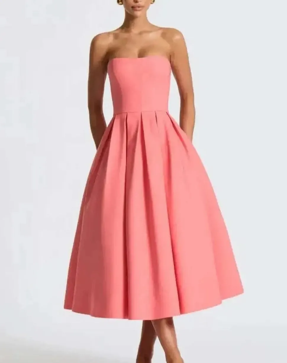 Robe de soirée midi évasée haut bustier